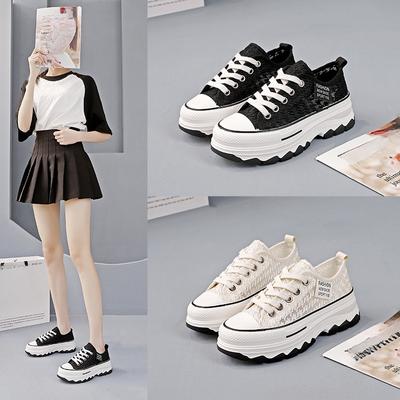 Новые дышащие и универсальные повседневные парусиновые туфли для женщин на толстой подошве