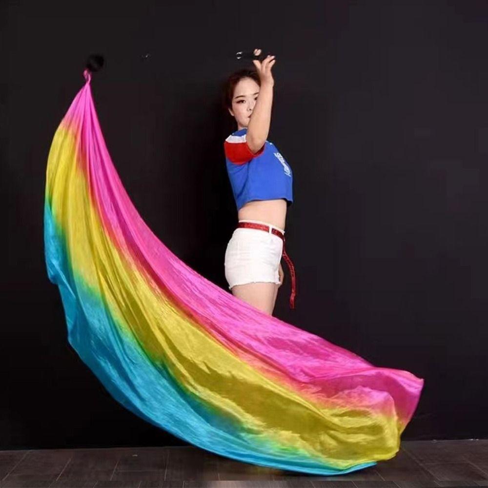 Rainbow Belly Dance Thrown Balls Silk Veil Stage Performance Props Women Belly Dance Accessories