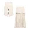 2025 Spring Women's Street Fashion Knit Vest & Midi Skirt Set