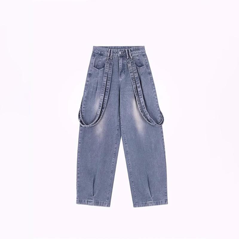 90s Vintage Blue Jeans Women Y2K Korean Fashion Retro Wide Leg Overalls Oversized Harajuku Hippie Streetwear Denim Pants