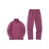 Striped Logo Identification Stand Collar Long Sleeve Jacket And Pants Casual Sports Suit Women Suit Raspberry-Red 962347201-2