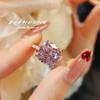 Premium Ice Cut Cushion Ring for Women Caramel Purple High Carbon Diamond Rose Gold Wedding Jewelry