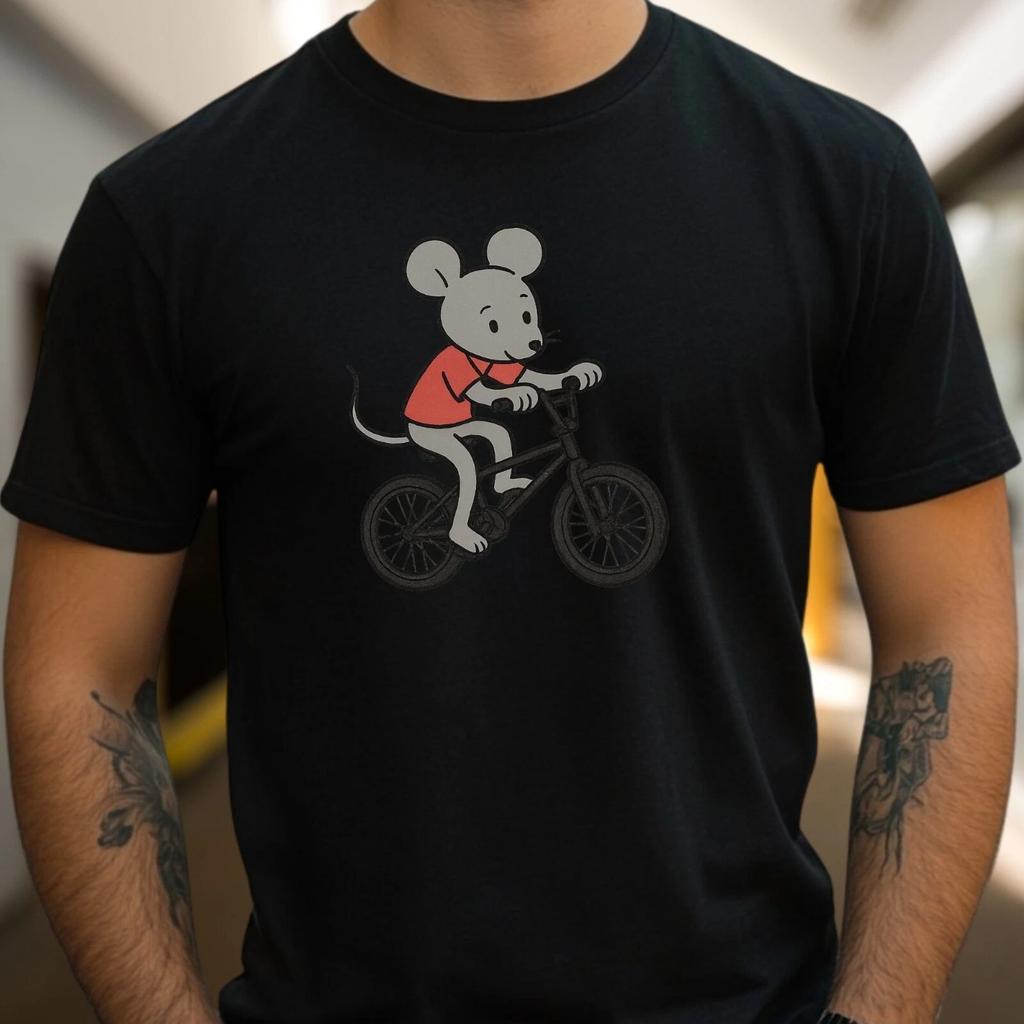 T-Shirt Herren Maus fährt BMX Motiv Baumwolle Größe S bis 5XL