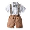 Boys' 2024 Summer Four-Piece Outfit: Short-Sleeved Shirt, Bib Shorts, Perfect for Children's Day and Birthdays