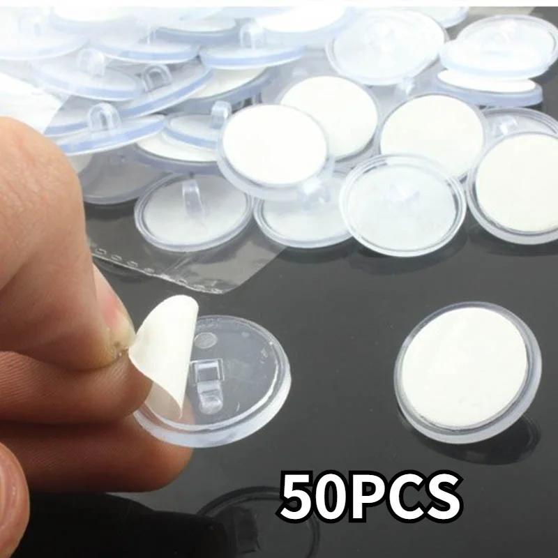 50Pcs/bag Self-adhesive Small Disc Hook On Ceiling Transparent Sticky Hooks for Christmas Hanging Flag Traceless Suction Hanger