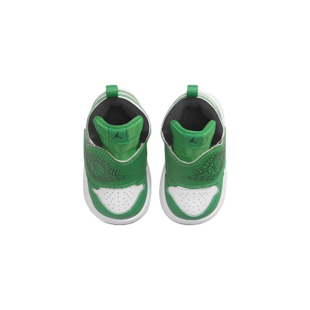 Jordan Air Jordan 1 TD Leather Slip Resistant Anti Kick High top Toddler Shoes Green White Infant And Toddler BQ7196-301