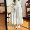 White Summer Clothing High Waist Long A-Line Pleated Skirts Cake Dress Tutu Puffy Skirt Streetwwear Sweat Girls