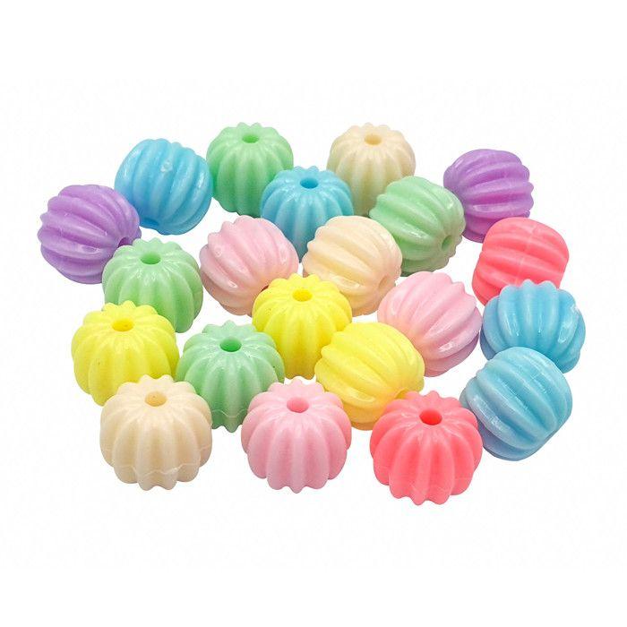 Perles rondes striées pastel 1 cm 40 g