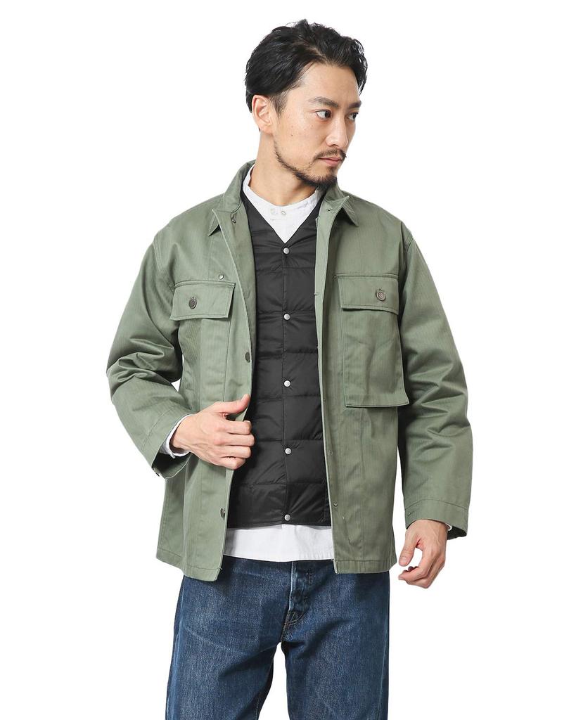 TAION Down Button Inner Down Men's V-Neck Vest, TAION-001 (White, L)