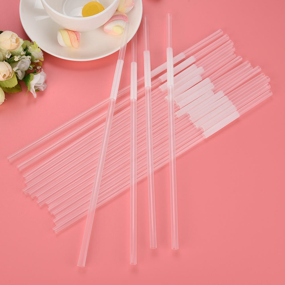 100 Pack Clear Long Flexible Drinking (260mm) for Wedding Parties, Events and Everyday Use