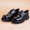 Нишевые кожаные туфли дерби с большой головой мужские в британском стиле черные с круглым носком на платформе маленькие кожаные туфли увеличивающие рост универсальные для работы трендовые туфли