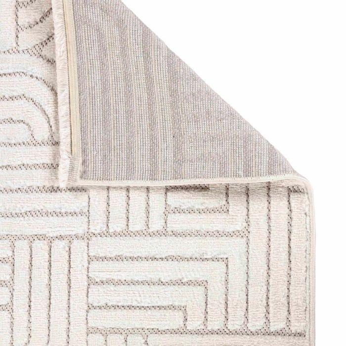 Tapis salon à relief géométriques écru 120x180