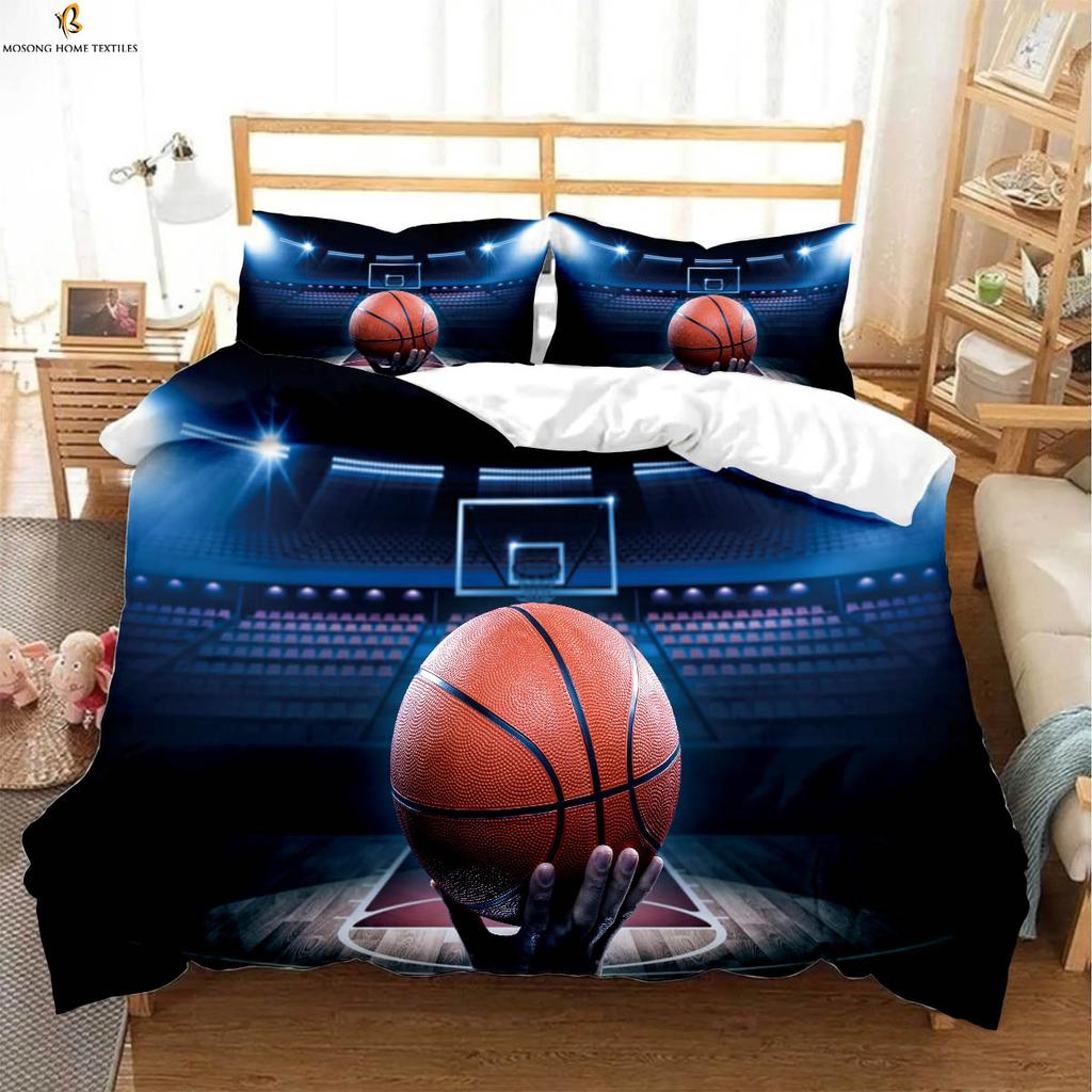 Sports Basketball 3d Printing Quilt Cover 100% Polyester Bedding Set Duvet Cover Pillowcase Three-Piece Set
