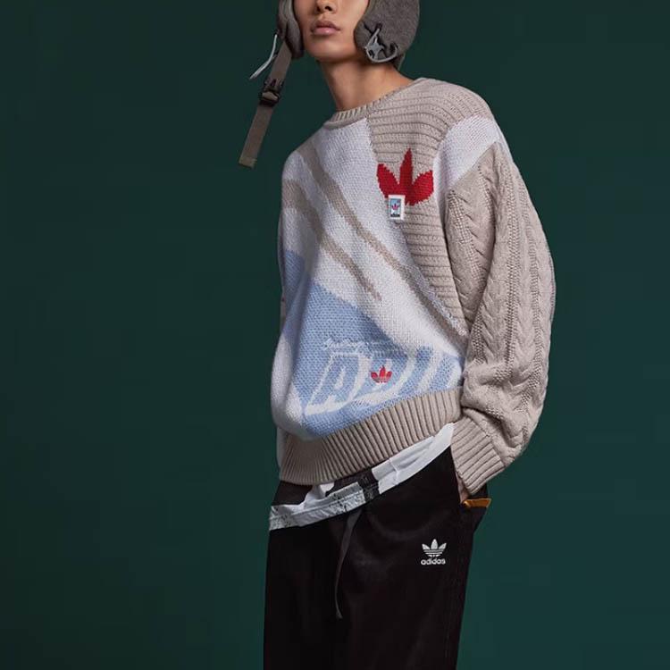 adidas Originals Sportswear Logo Интарсия Пуловер Вязаный свитер Мужские топы Светло-хаки IN0985