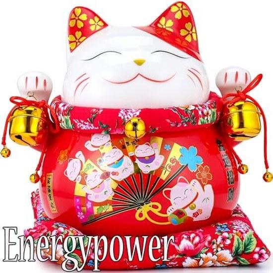 EnergyPower Maneki Neko Premium Porcelain Gold Fortune Cat Large Cushion Hand-painted Handmade Opening Celebration Business Lucky Item Improvement