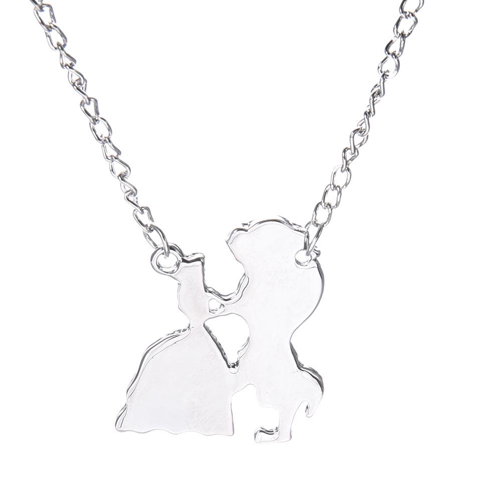 Necklace Women Creative Beautiful Women And Beasts Necklace Alloy Electroplating Pendant Spot