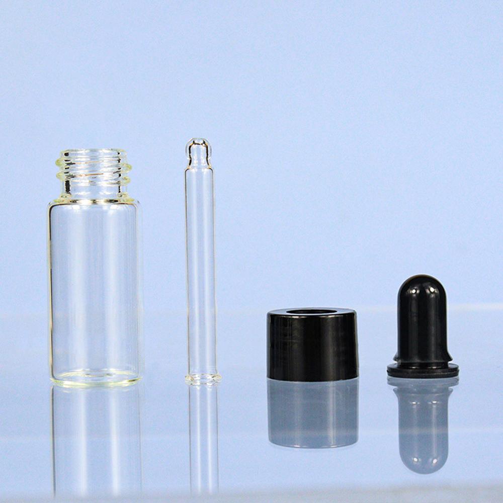 50pcs/100pcs 5ml 10ml 15ml 20ml clear Glass Dropper Bottle Jars Vials With Pipette Smooth