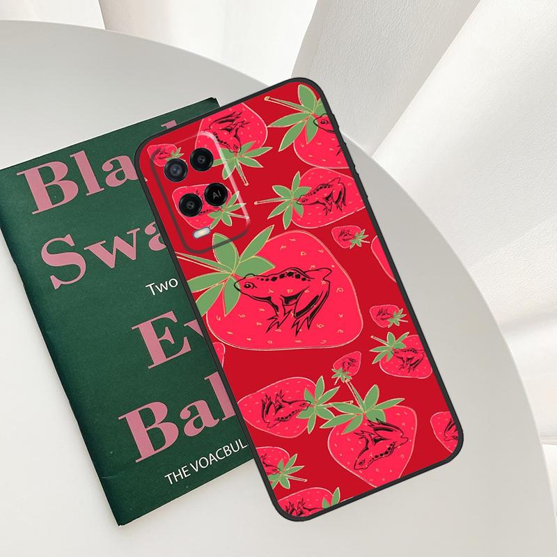 Коттеджкор Фрукты Клубника Лягушка Чехол Для Oppo A15 A16 A17 A52 A72 A76 A96 A54 A74 A94 A54S A57S A58 A78 A98 A57 A77 Чехол