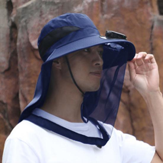 Mosquito Head Net Hat with Fan for Men Women Wide Brim Sun Hat with Mesh Net Summer Cooling Bucket Hat for Outdoor Fishing Hiking