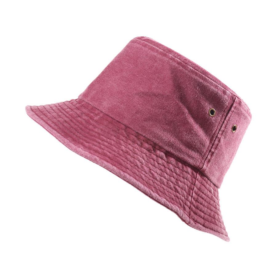 Spring and summer new solid color bucket hat men and women pure cotton washing basin hat daily versatile sunscreen visor