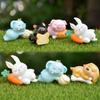 Cartoon Style Resin Sleeping Animals Pig Rabbit Cat Dog Miniatures For Fairy Gardens