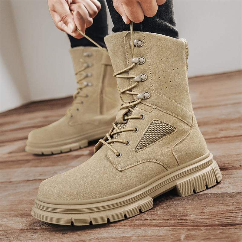 Stylish Winter Men Ankle Boots Autumn High Quality Sneaker Leather Plush Snow Desert Boots Work Shoes Men Outdoor Snow Boots