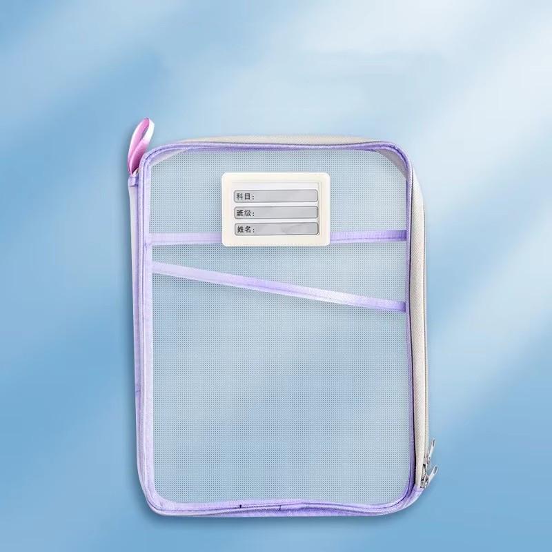 A4 Stationery Storage Bag Double-layer Mesh Zipper Bag Large Capacity Organizer Folders School Office Supplies Stationary Bag