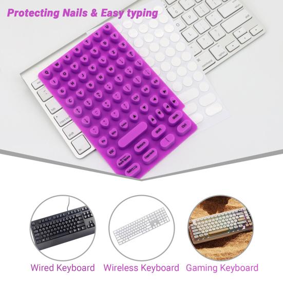 Yousheng 70 Pcs Keyboard Sticker for Long Nails Universal Nail Art Keyboard Bubbles Self-Adhesive Silicone Typing Keycaps for Office Girls Gaming