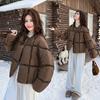 Женская зимняя новая маленькая короткая свободная модная теплая куртка с отделкой грибной кромкой из ароматного хлопка