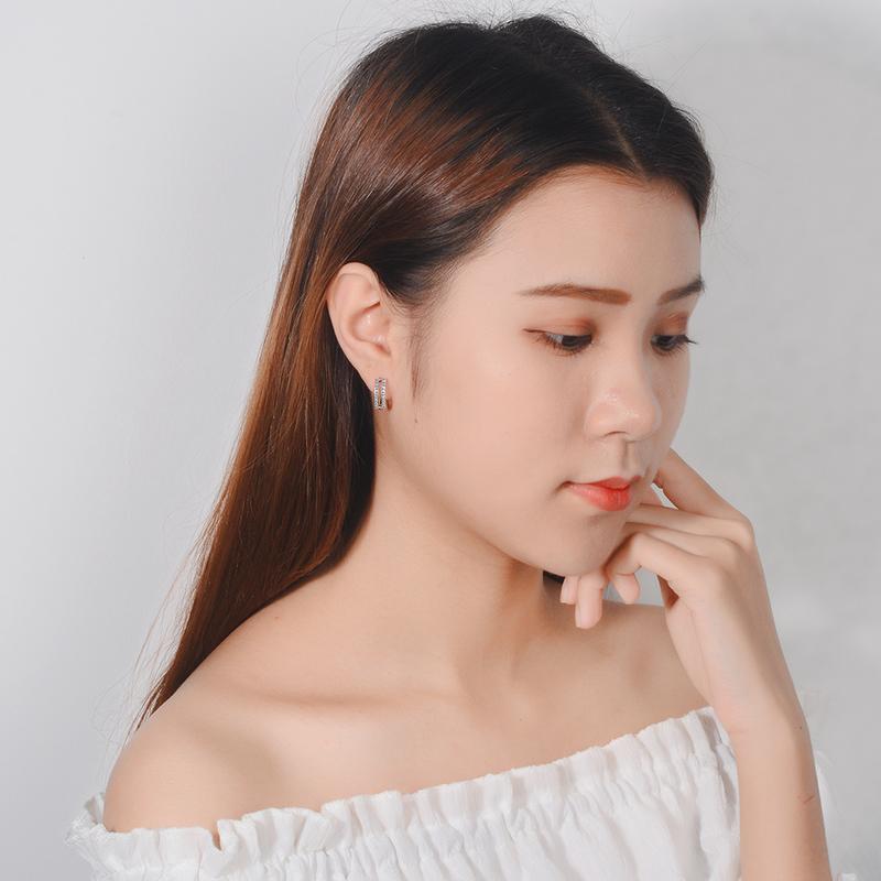 Top Quality 925 Sterling Silver Earrings for Women Jewelry Shiny Zircon Stones Lady Hoop Earrings Female Accessories Princess