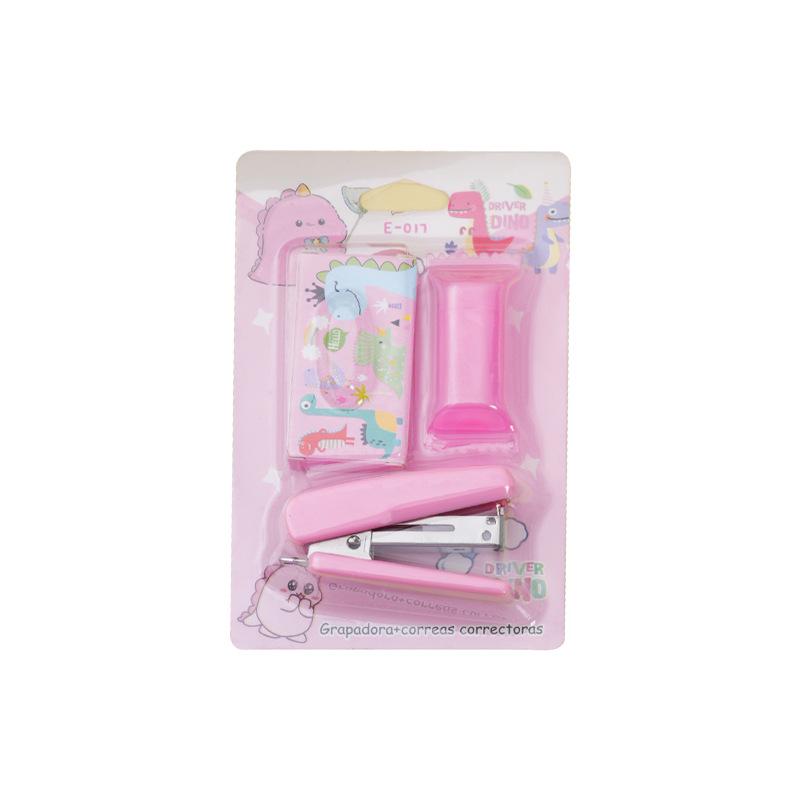 Candy Color Mini Stapler & Highlighter Set: Creative Cartoon Unicorn & Dinosaur Design