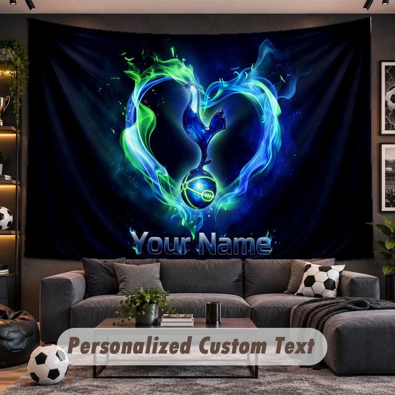 Wall Hanging Tapestry Custom NameTottenham Hotspur FC Pattern Personalized Printed Fabric Wall Decor