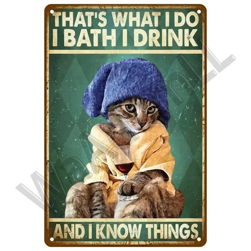 Кошки и собаки Happy Ретро Оловянная вывеска Art Cat Металлический знак Cat Табличка Плакат Украшение дома Кафе-бар Ванная комната Настенный декор Зоомагазин Комната