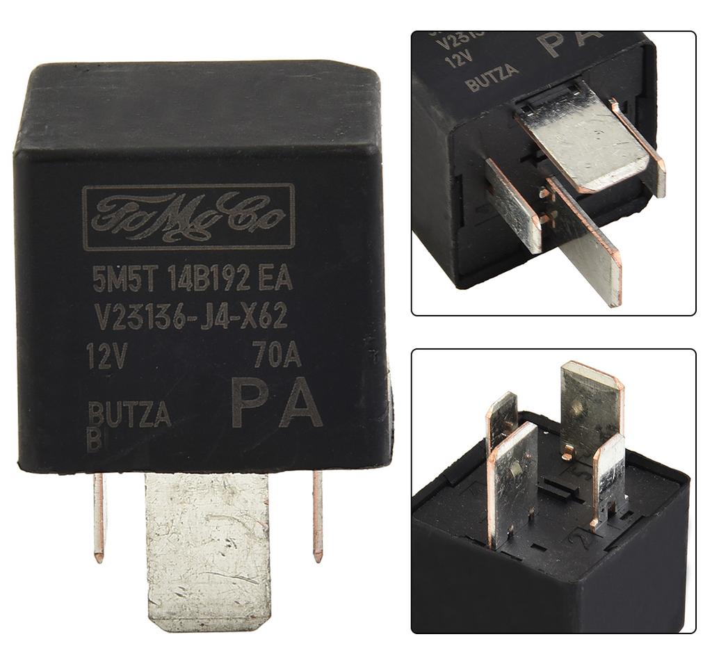 For Ford Auto Relay Car Relay Car Interior Parts 30765034 4-PIN 5M5T14B192EA 70A 12V Black Plastic Plug-and-play