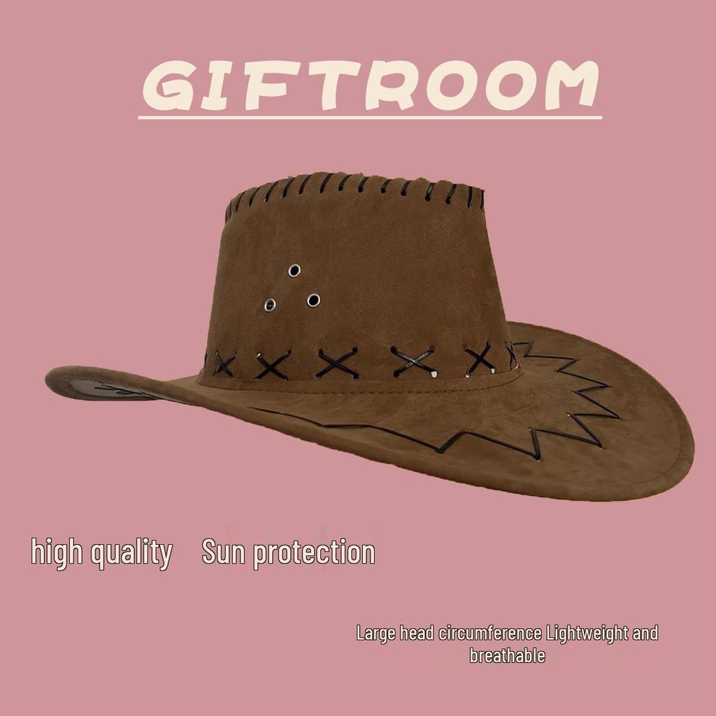 Женская ковбойская шляпа в стиле вестерн, ретро, с широкими полями для защиты от солнца - пляжная шляпа в европейском и американском стиле