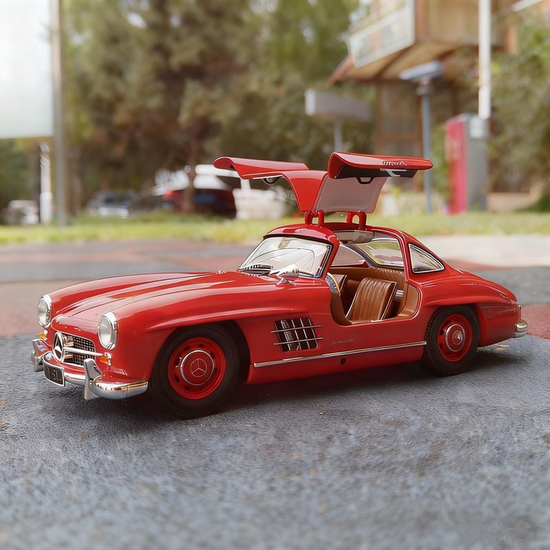 1/18 Benz 300SL Винтажный сплав Роскошная спортивная модель автомобиля Литой металл Классические ретро автомобили Модель автомобиля Звук и свет Детская игрушка Подарок