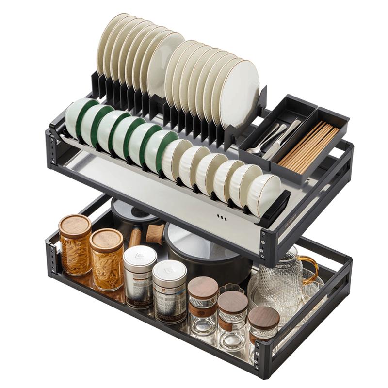 HIGOLD 304 Stainless Steel Double-Layer Cabinet Pull-Out Basket
