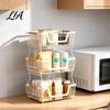 Countertop Organizer Rack 2/3 Layer Rack, Heavy Duty Fruit Basket Stand, Metal Storage Space Saving Carbon Steel for Kitchen, Pantry Multipurpose