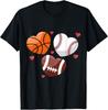 Heart Football Basketball Baseball Valentines Day Boys Men's Unisex T-Shirt