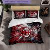 AC Milan Pattern 3 Pieces Bedding Set Soft Microfiber Duvet Cover with Pillow Cases for Bedroom