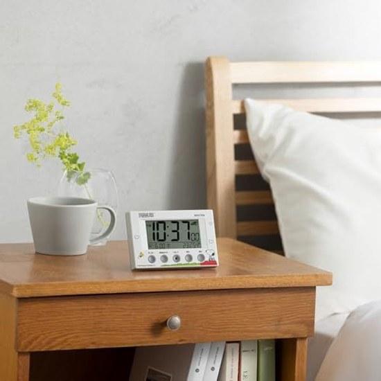 Rhythm Snoopy Alarm Clock Digital Radio-Controlled Thermometer Hygrometer Calendar Light White 7.7125.4cm 8RZ166MS03