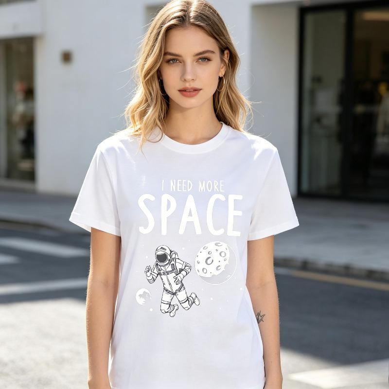 Funny Astronaut Space TShirt Unisex Unisex I Need More Space Graphic Tee Casual Cotton Short Sleeve Shirt