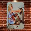 HD Металлическая жестяная табличка Винтажная Pin-up Девушка Автомеханик Ретро Настенный Декор для Гаража Мужской Уголок