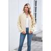 Женская куртка с длинным рукавом Осень/Зима Однотонная Круглый вырез Молния Свободный крой Толстовка с длинным рукавом Женская бейсбольная куртка