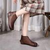 Johnature Flat Ankle Boots Retro Genuine Leather Round Toe Soft Soled Versatile Women's Shoes