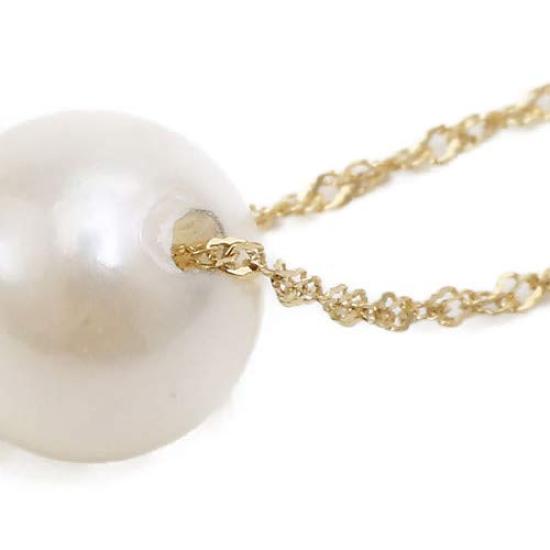 18K Gold Necklace with 8mm Akoya Pearl Pendant