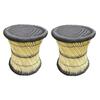 Eco-Friendly Cane Wood Bamboo Sitting Stool, Mudda for Indoor/Outdoor (Black: Set of 2)