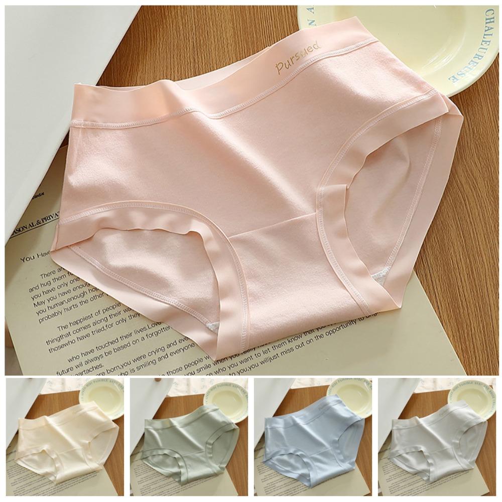 5pcs Cotton Crotch Seamless Briefs Underwear Women's Underpants Fashion Mid Waist Panties Lady