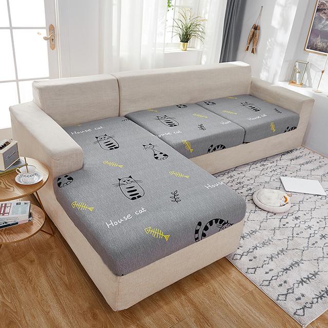 Elastic Printing Sofa Cushion Covers Furniture Protector Corner Sofa Slipcover For Dining Room Washable Removable Couch Covers