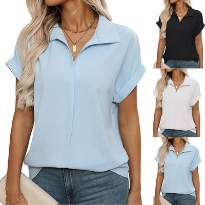 Женская модная плечевая свободная футболка с коротким рукавом, повседневный пуловер, топ